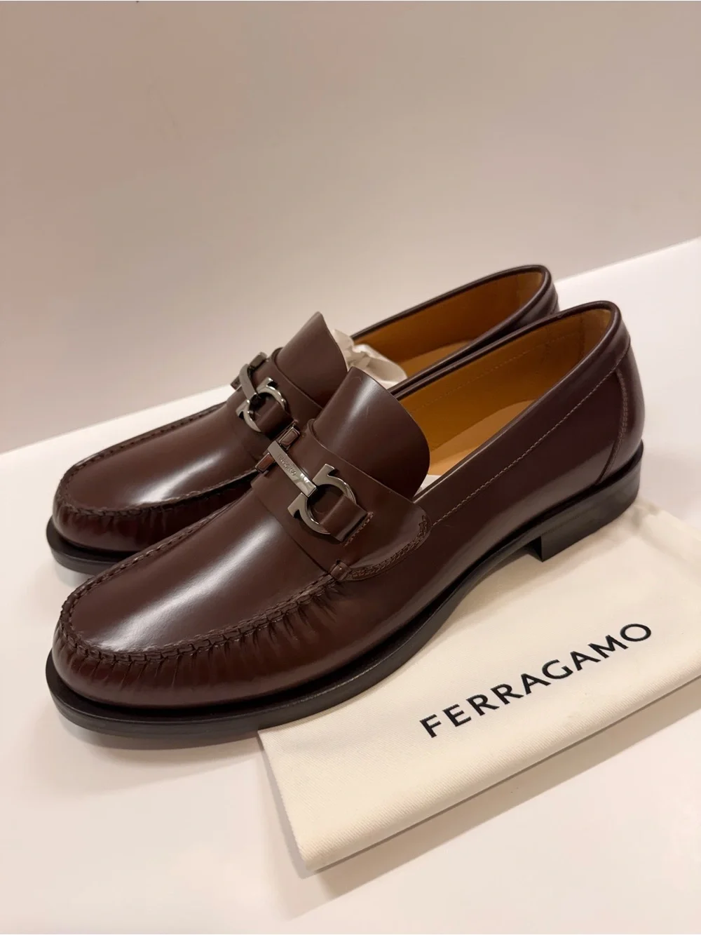 Salvatore Ferragamo Fort Cocoa Brown Calf Leather Bit Loafers Men’s 11E (Narrow)